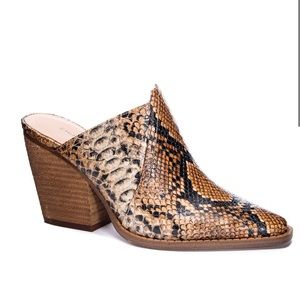Chinese Laundry Beaute Mule Booties 
BRONZE/ TAN FAUX LEATHER, Size 7M